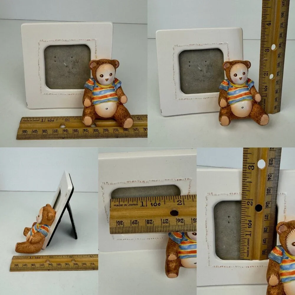 Vtg Terragrafics Kid Bear Teddy Miniature Tabletop Pic Frame Square Minimal READ